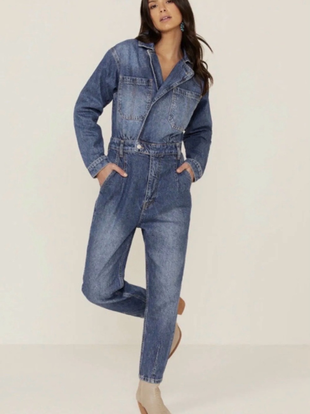 FREE PEOPLE We the Free DENIM MARIS COVERALLS JUMPSUIT